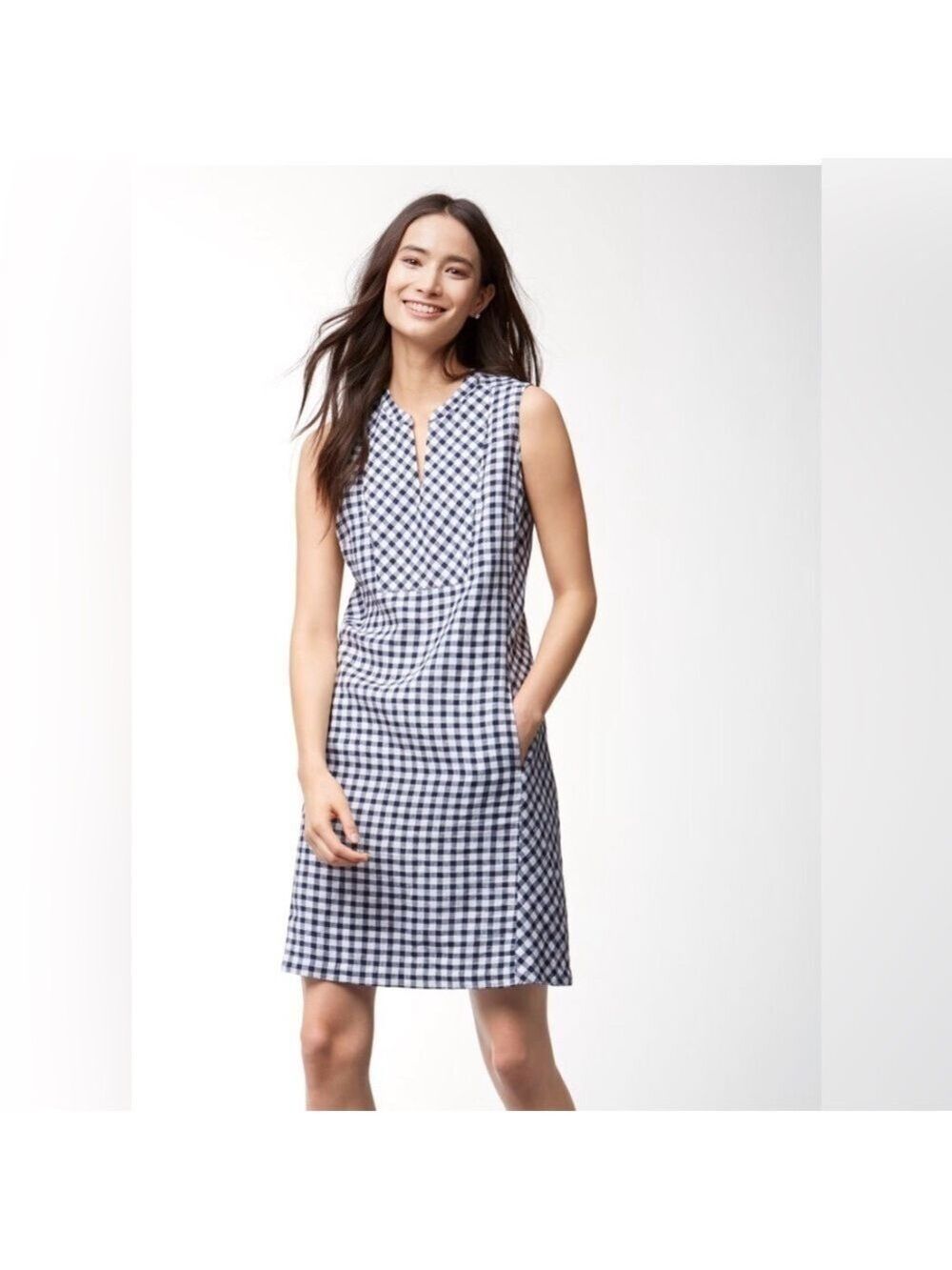 Tommy Bahama The Great Linen Dress in Navy and White Gingham Size XS